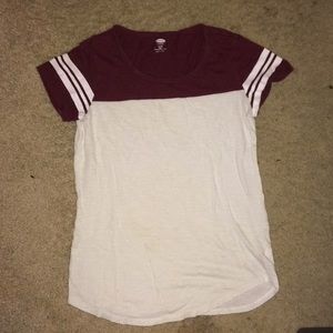 Burgundy and White Old Navy T-Shirt w/ stripes